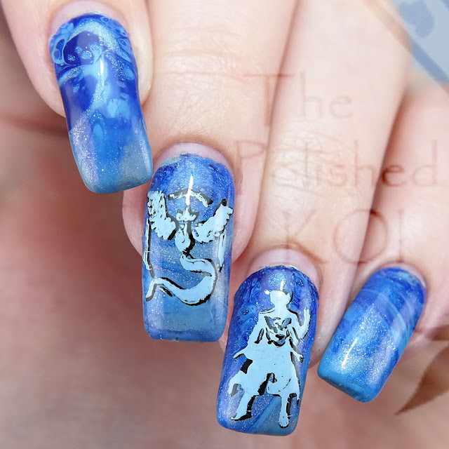 Blue Fluid Nail Art Team Mystic Articuno Pokemon Go