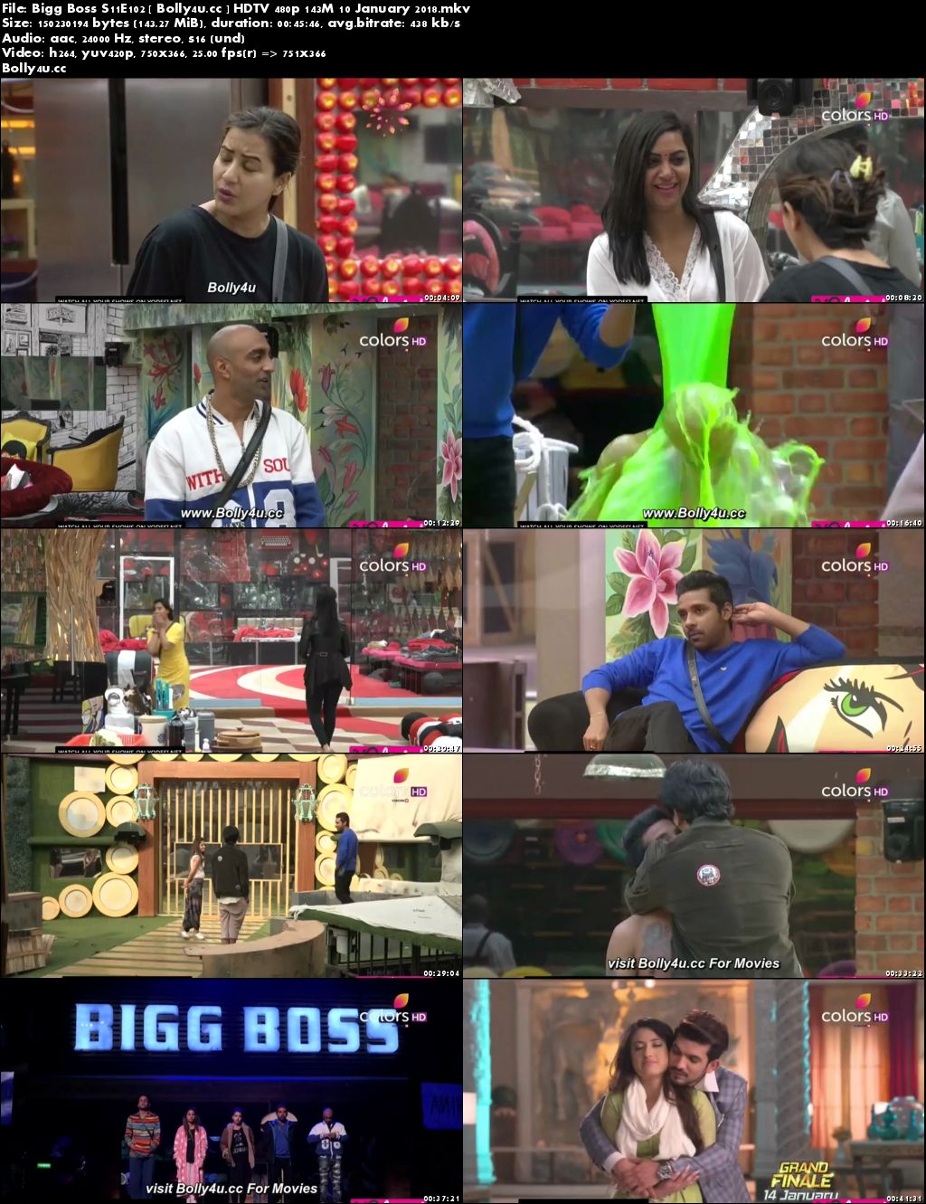 Bigg Boss S11E102 HDTV 480p 140Mb 10 January 2018 Download