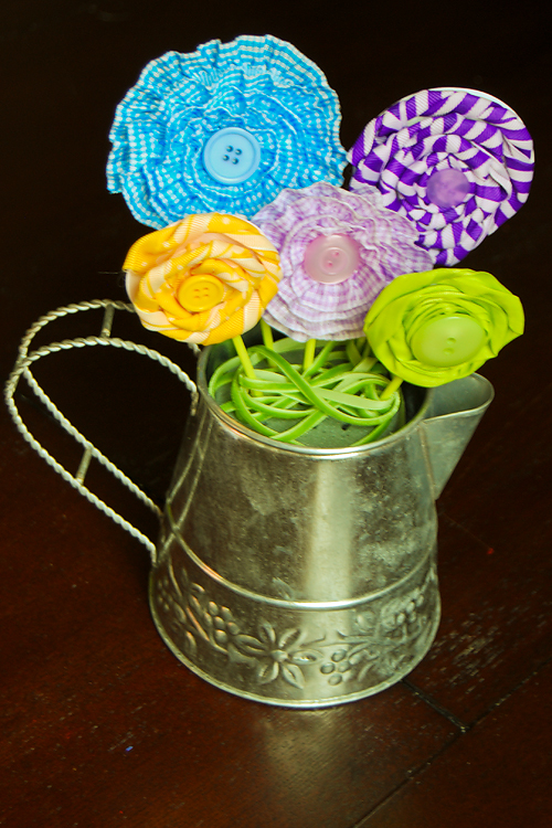 Happy to be creating ribbon spring flower pot