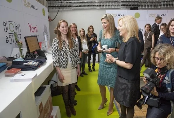 Queen Maxima at Innovation Summit for women TheNextWomen - opzij magazine. Queen Maxima wears Natan Lace Dress