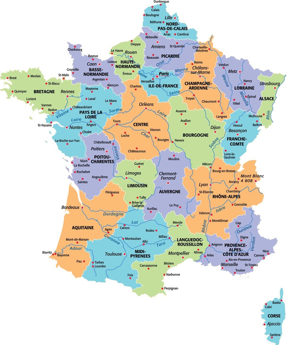 Regions Et Departements Francais Carte De France Departement Carte Images