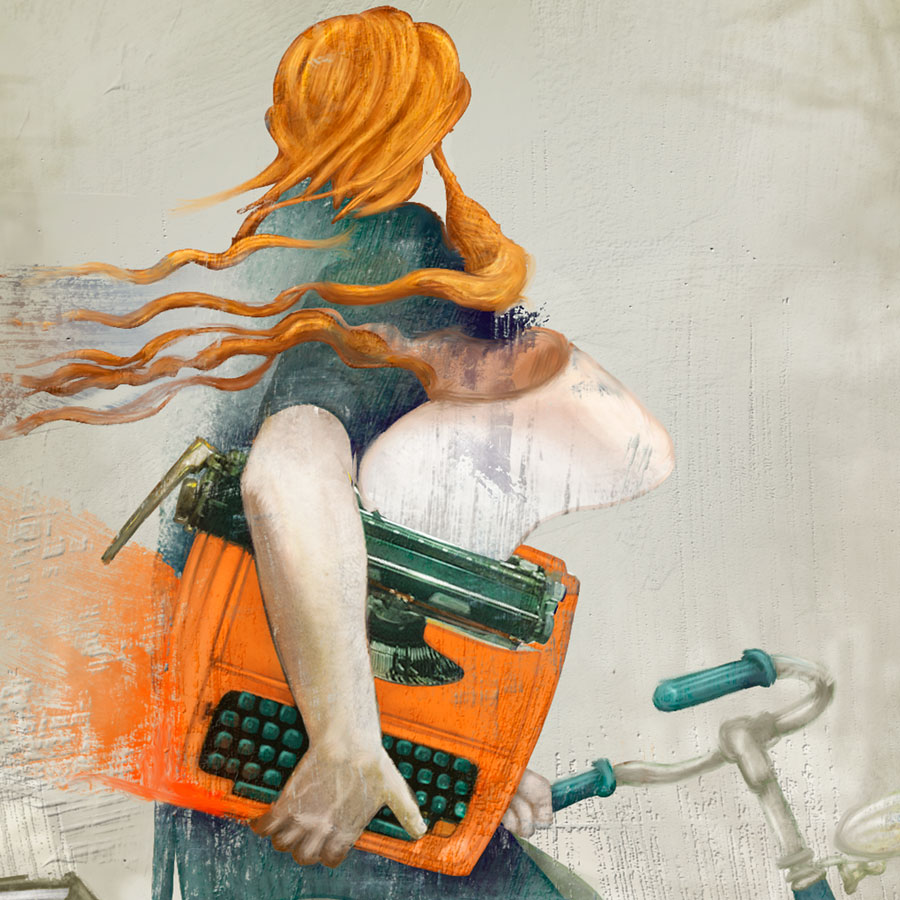 Ilustración Orange typewriter por Hache Holguín