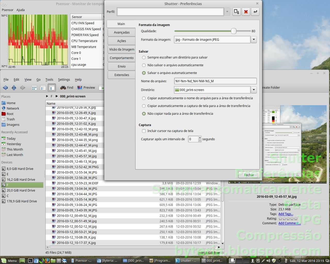 Byteria Padronizando PrintScreen no Linux e Windows com Shutter e Gadwin