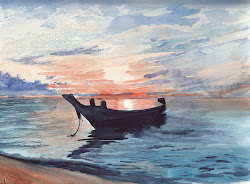 sunset thailand watercolor painting reference drawing copy
