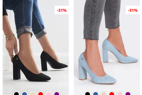 Pantofi cu toc gros albastri, Negri din piele eco intoarsa de zi eleganti Pantofi cu toc gros albastri, Negri din piele eco intoarsa de zi eleganti