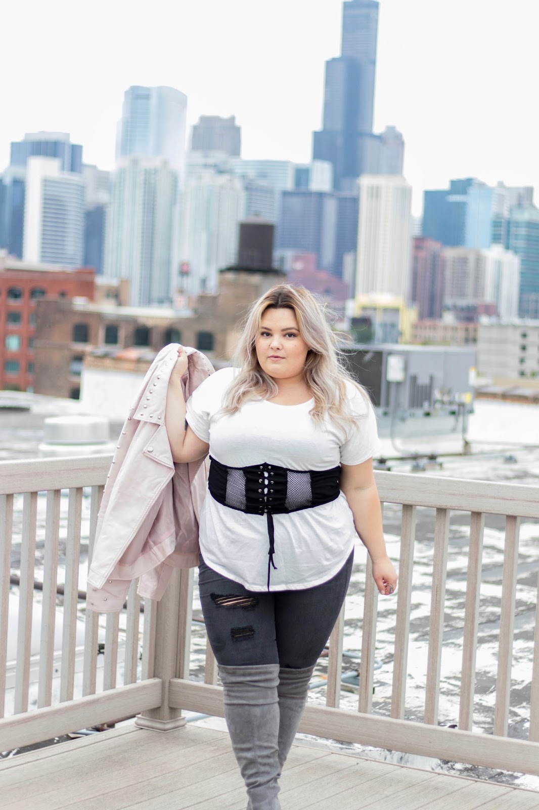 natalie in the city, natalie Craig, plus size fashion blogger, Chicago plus size fashion blogger, body positive, Charlotte Russe, affordable plus size clothes, wide calf knee high boots, wide boots, plus size boots, wide calf, curves and confidence, refinery 29, the 67 percent project, plus size dating, Chicago, Chicago fashion, Chicago skyline