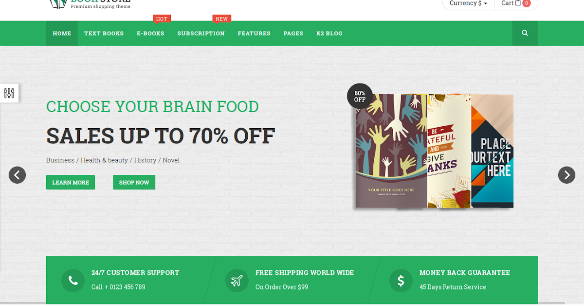 bookstore website template free
