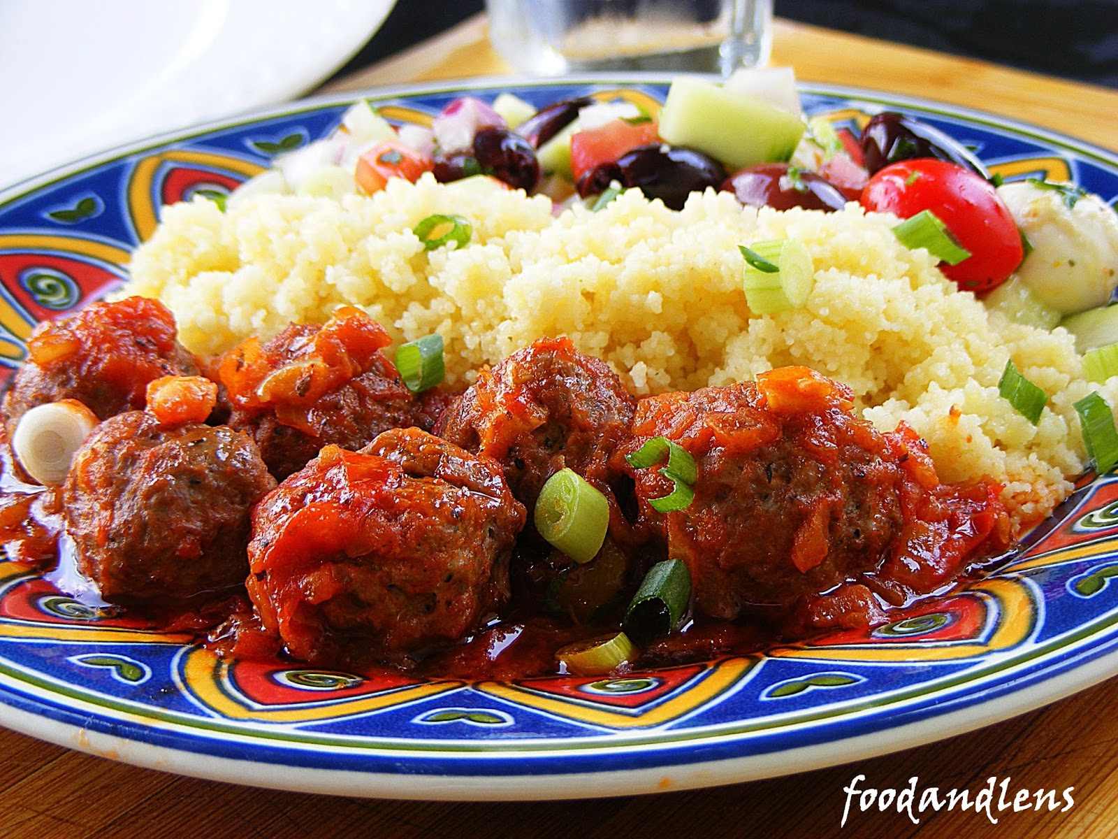 Food and lens Lamb Meatballs With Couscous