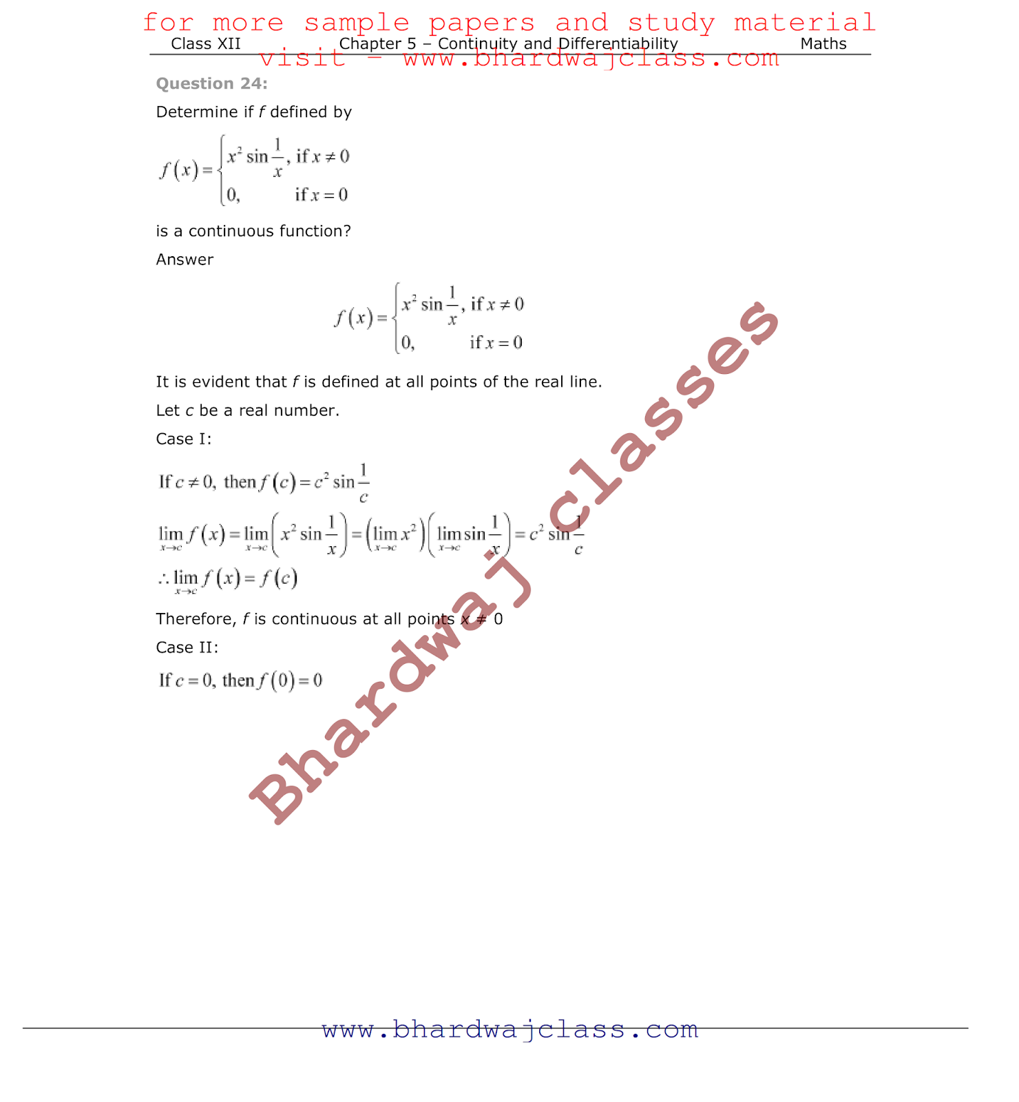 Class 12 Maths NCERT Solutions Chapter-5