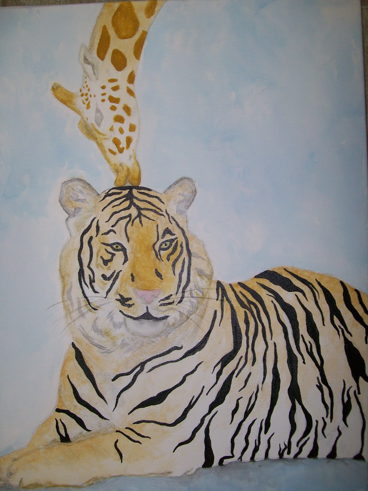 Pepper D S Art Studio Giraffe Kissing Tiger