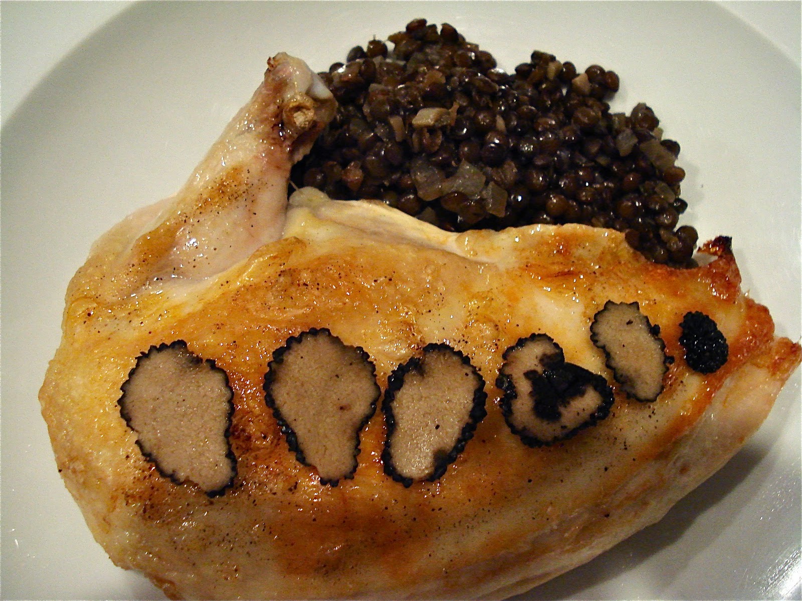 Behind The Burners BREAST OF CHICKEN WITH BLACK TRUFFLE AND PUY LENTILS