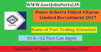 Madhya Pradesh Poorv Kshetra Vidyut Vitaran Company Limited Recruitment 2017- Testing Attendant