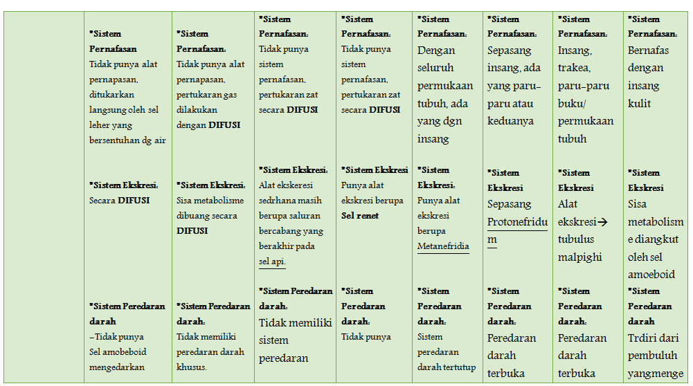 Utak Atik Tugas Tabel Perbedaan Hewan Invertebrata
