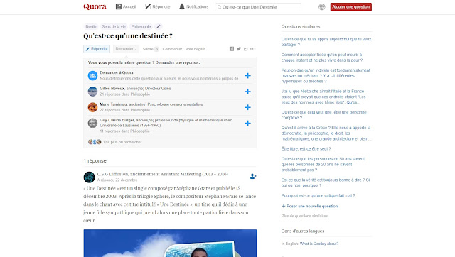 Une Destine sur Quora