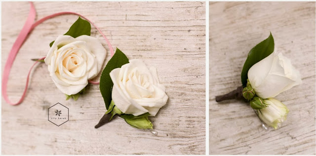 cream rose corsages by Lily Sarah
