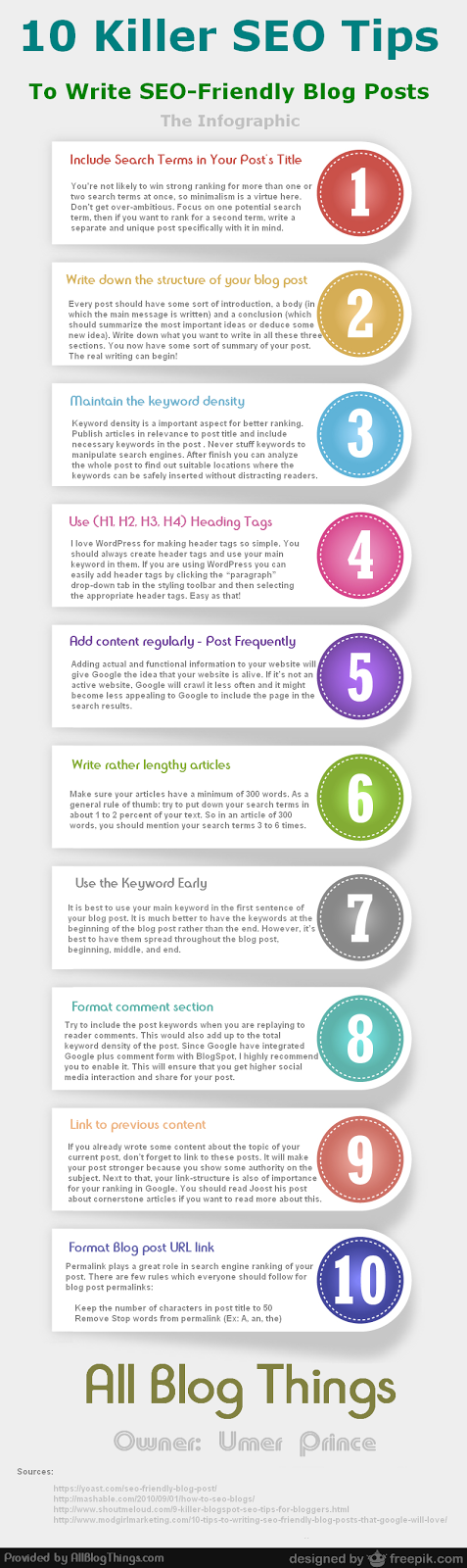 Infographic: 10 Killer SEO Tips To Write SEO-Friendly Blog Posts