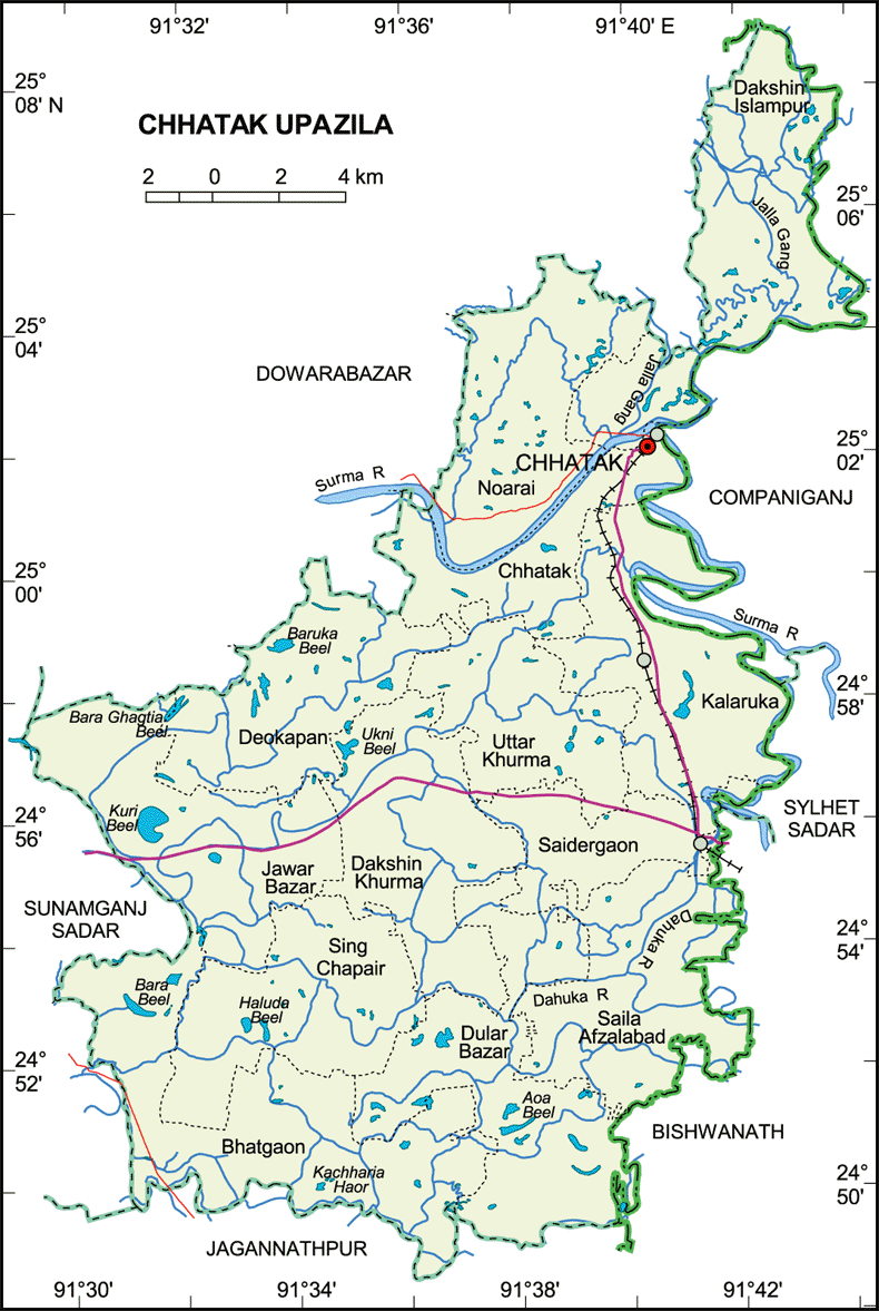 Chatak Upazila Map Sunamganj District Bangladesh