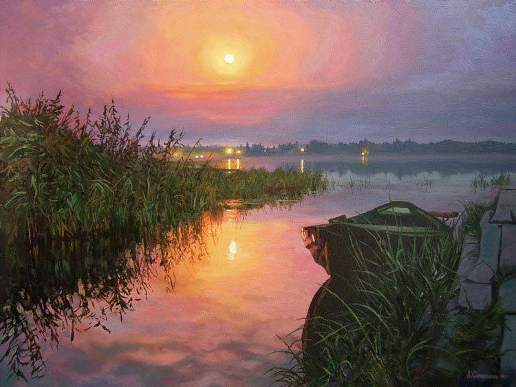 Pinturas que me gustan My Way: reflejos del sol en el mar ,un lago ...
