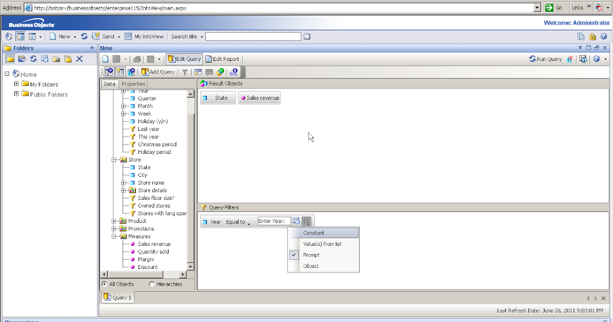The Desk: Create Dynamic prompt on WEBI report.