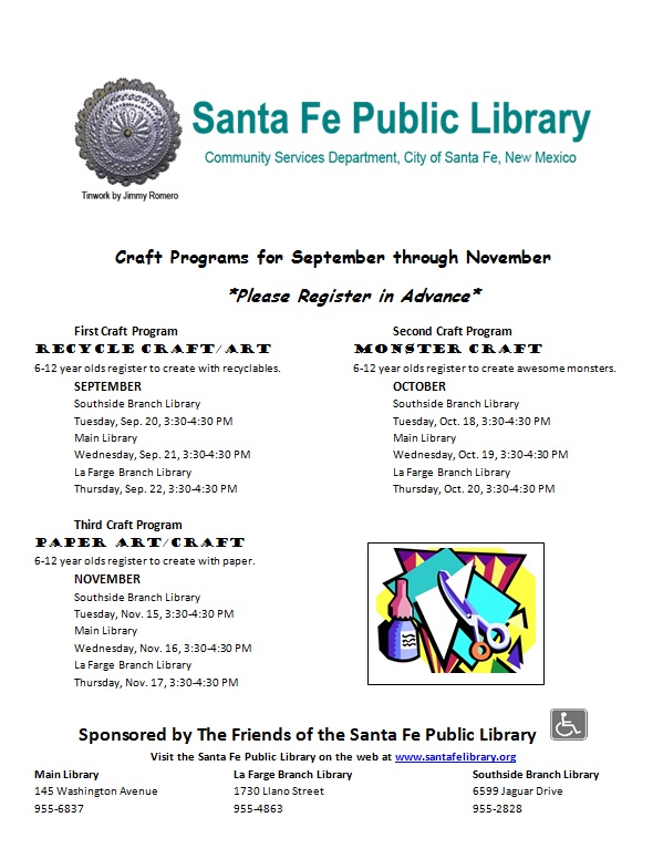 Icarus... the Santa Fe Public Library Blog: Fall 2016 Children's Craft ...