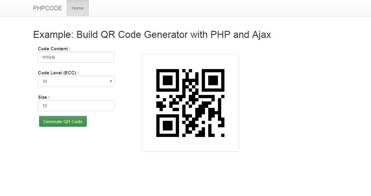Code Build QR Code Generator with PHP and Ajax - PHPCODE