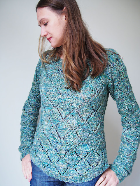 Bergere de France pullover made with Rowan Silkystones, knit by Dayana Knits