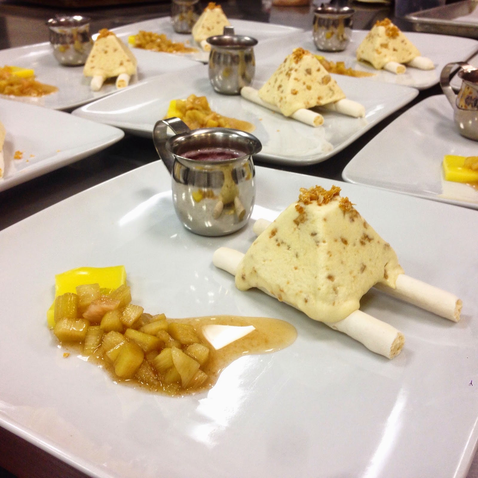 Honey Semifreddo with Baked Meringues and Rhubarb Compote Honey Semifreddo with Baked Meringues and Rhubarb Compote