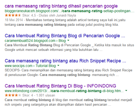 Cara Memasang Rating Bintang Blog di Penelusuran Google - Medal Madangan