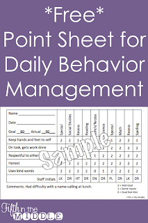 Free Point sheets for tracking student behaviors