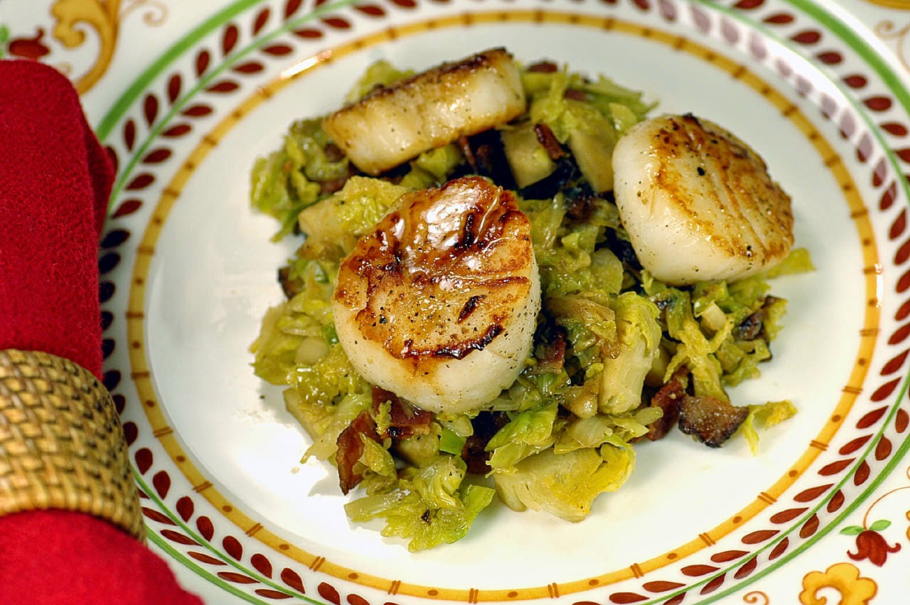 Savoring Time in the Kitchen Seared Scallops and Brussels Sprouts Hash