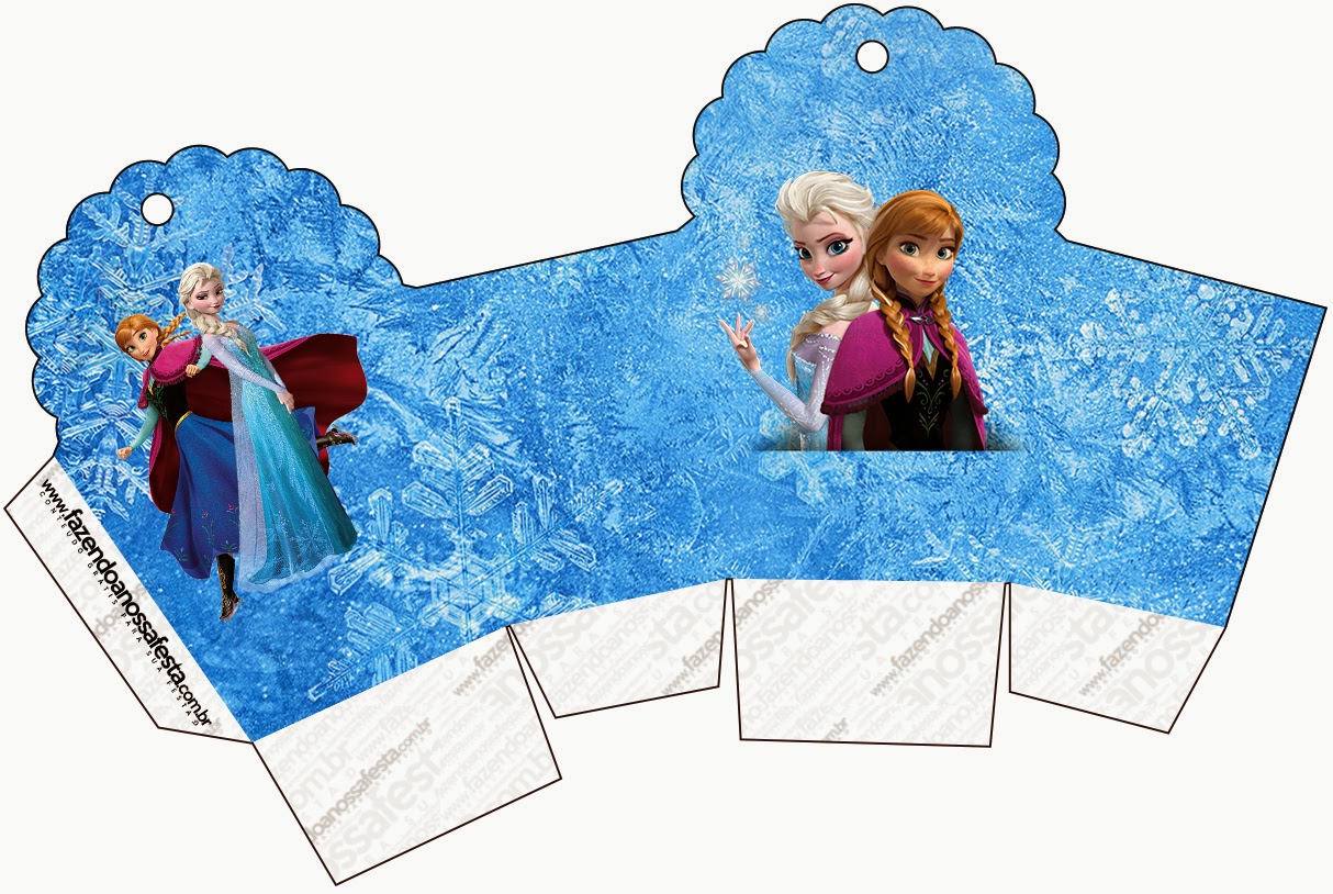 Frozen Nevando: Cajas para Imprimir Gratis. Caja para cupcakes, chocoltes o golosinas.