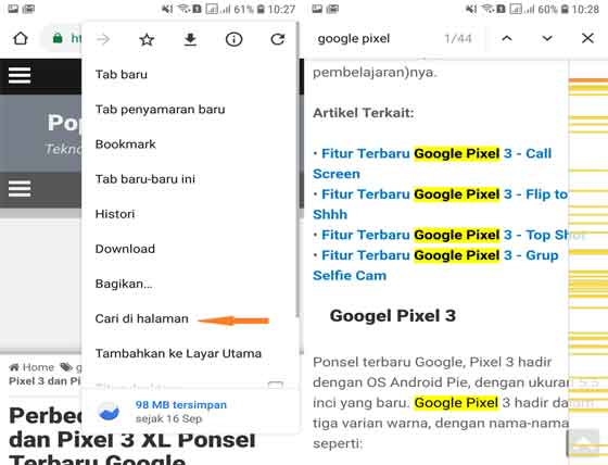 tips mencari kata di halaman web dalam chrome seluler tips dan trik google chrome seluler android dan ios