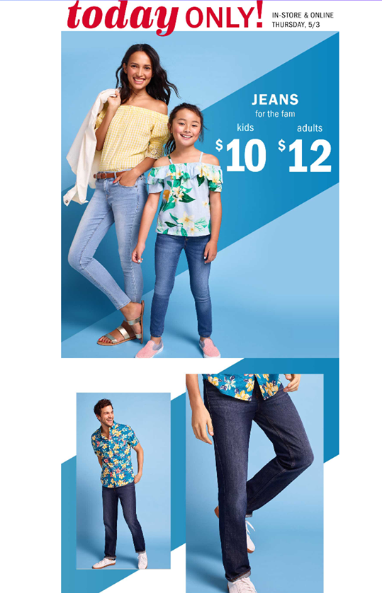 Old Navy Jeans as low as 7!