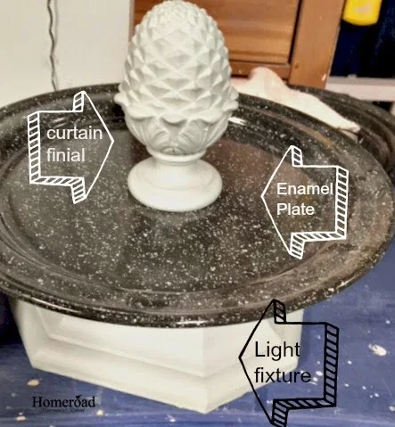 A Pedestal Dish with pinecone and signs