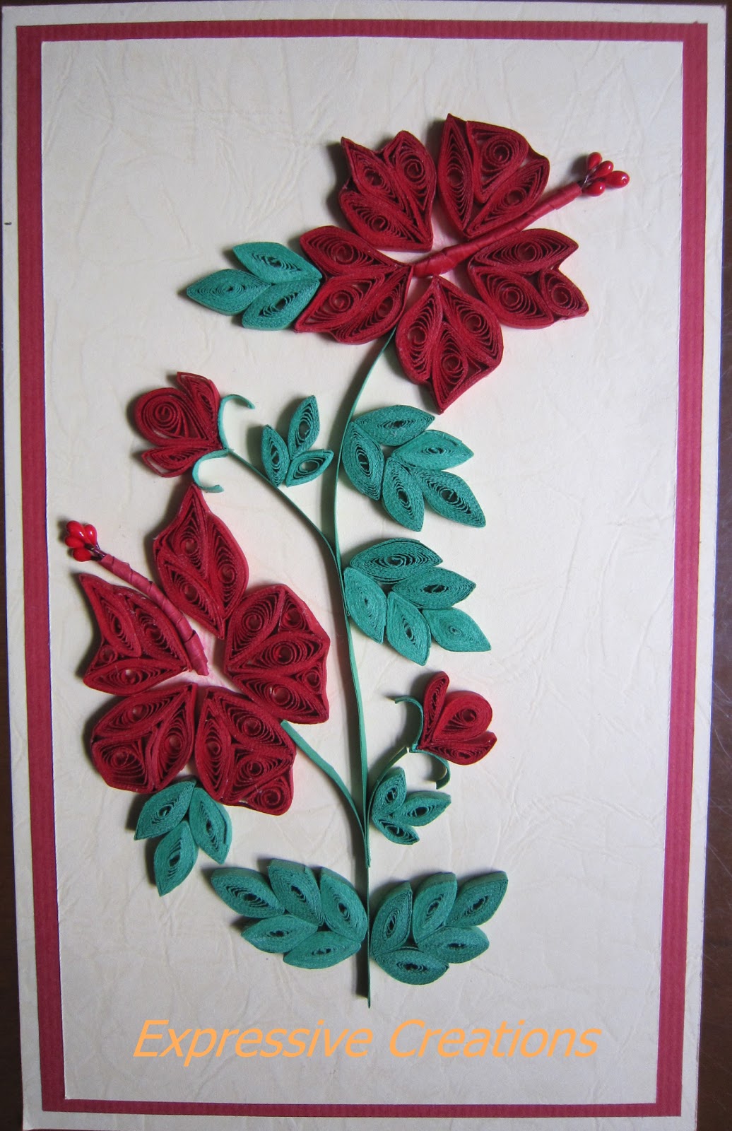 Paperie Expressions Quilled Red flowers
