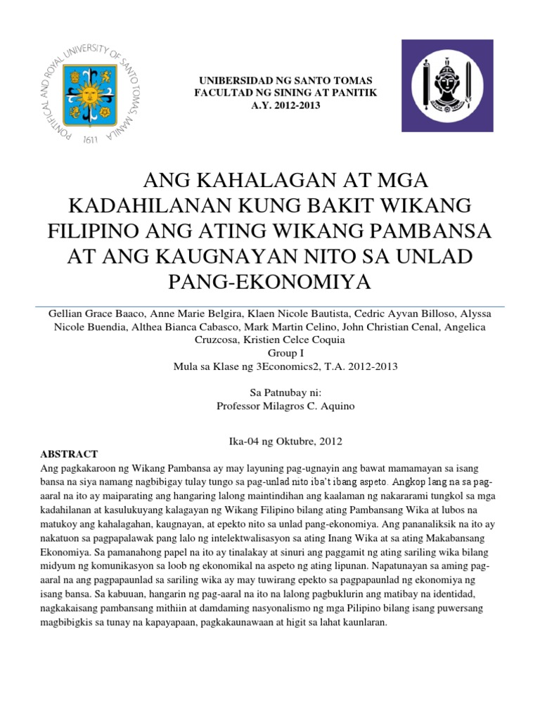 Talumpati Tungkol Sa Filipino Bilang Wikang Pambansa - SAHIDA