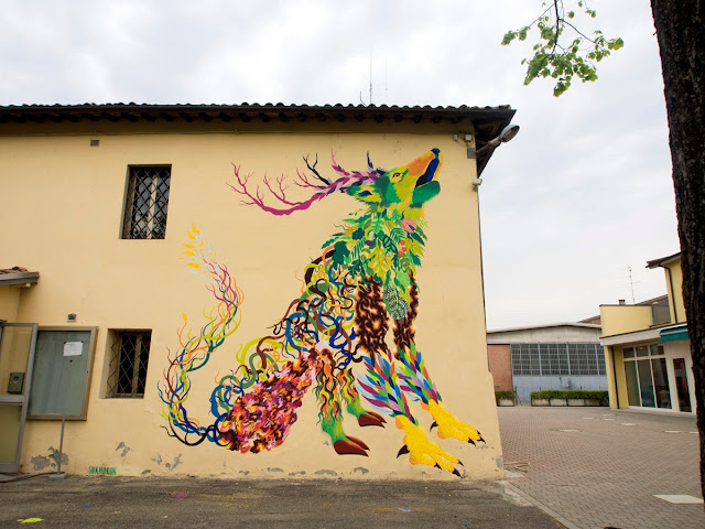 Gola Hundun is currently in Imola, Italy where he just finished painting his newest mural entitled "Wild Life Spirit".