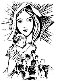 Virgen y el niño Jesús colorear