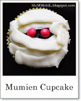 Schokoladen-Espresso-Mumien-Cupcake für Halloween