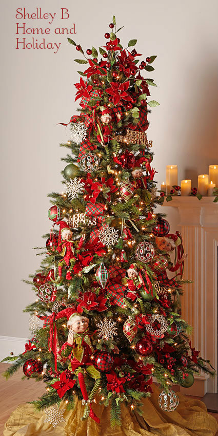 RAZ Christmas At Shelley B Home And Holiday: Decorated Christmas Timeless Trimmings decorated Christmas tree image. Ornaments shown are available for purchase at Shelley B - RAZ Christmas At Shelley B Home And Holiday: Decorated Christmas