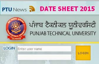PTU Punab Technical University Date Sheet April 2015