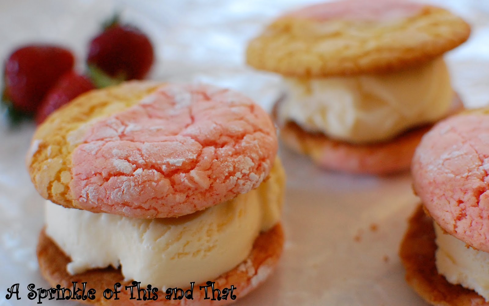 A Sprinkle of This and That Strawberry Lemonade Ice Cream Cookie