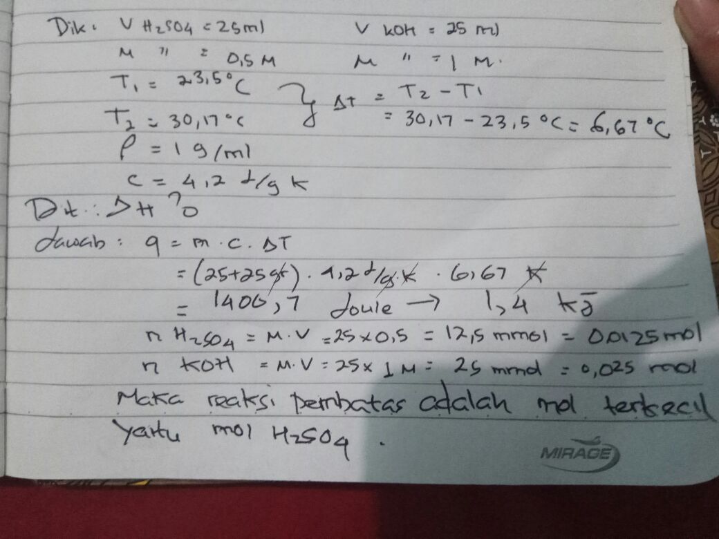 Kedalam Kalorimeter Sederhana Direaksikan 25 Ml Larutan Kedalam Kalorimeter Sederhana Direaksikan 25 Ml Larutan