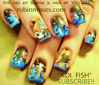 koi nail art orange blue bronze nail fish nail pink and teal wedding nail white tiger nail japanese nail cherry blossom nail