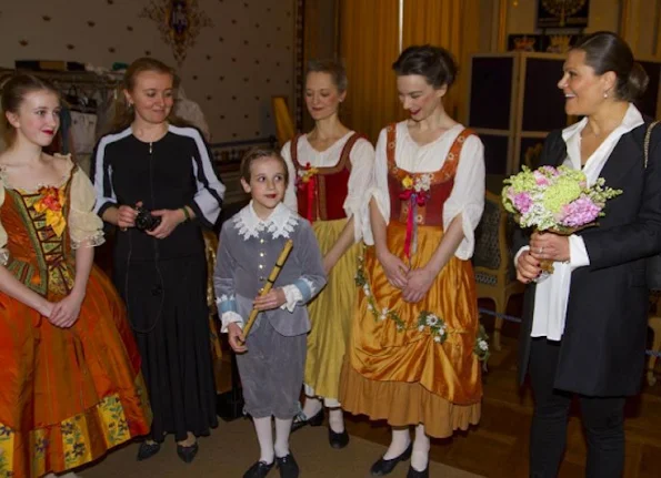 Crown Princess Victoria of Sweden came together with members of dance band "Musiken som Försvann" which is a member of Royal Palace Music Festival at the concert hall of Stockholm Royal Palace.