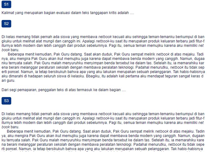 Contoh Soal Membandingkan Teks Tanggapan Kritis Dengan Teks Eksemplum