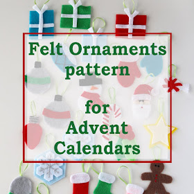 Felt advent calendar ornaments PDF pattern