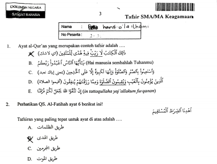 Ruang Belajar Siswa Kelas 8 Soal Unbk Ushul Fiqih