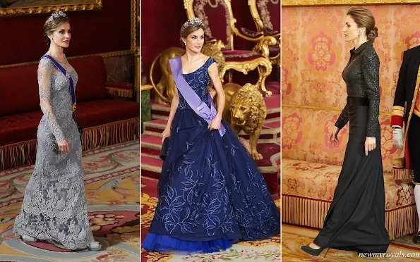 The outfits worn by Queen Letizia of Spain. Queen Letizia owns this style in many different colours and fabrics. Queen Letizia of Spain new style icon. Beethoven Earrings, Letizia S Closet, Royal Jewelry, Royal Style, Spanish Royals, Queen Letizia of Spain wearing dangly Earrings, Bracelets. diamond, necklaces. 