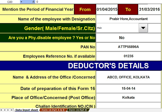 Income Tax Form 16 Excel